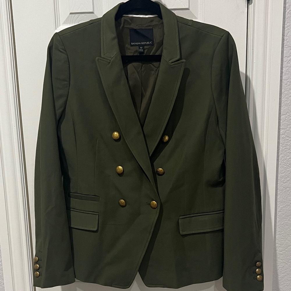 Banana Republic Dark Green/Olive Jacket with Gold Accents